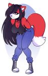  alpha_channel anthro breasts canid canine cleavage clothed clothing female fox hair hi_res lezified mammal solo 