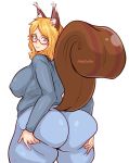  animal_humanoid big_breasts big_butt biped blonde_hair blue_clothing blue_eyes blue_shirt blue_topwear bottomwear breasts brown_body brown_fur butt clothed clothing curled_tail curvy_figure denim denim_clothing dipstick_ears eyewear female fully_clothed fur glasses glistening glistening_clothing hair hand_on_butt holding_butt humanoid inner_ear_fluff jeans light_body light_skin looking_at_viewer looking_back mammal mammal_humanoid monotone_hair multicolored_ears nipple_outline pants pinkkoffin portrait pupils raised_tail rear_view rodent rodent_humanoid sciurid sciurid_humanoid shirt simple_background slightly_chubby smile solo squirrel_humanoid standing striped_tail stripes thick_thighs three-quarter_portrait topwear tuft two_tone_ears two_tone_tail voluptuous white_background white_pupils wide_hips 