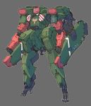  dual_wielding grey_background highres holding ishiwata_makoto looking_down mecha no_humans original piston science_fiction solo standing visor 