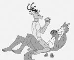  2021 anal anal_knotting anal_penetration anthro anthro_on_anthro anthro_penetrated anthro_penetrating anthro_penetrating_anthro antlers athletic athletic_anthro athletic_male beastars bottomless canid canine canis cervid cervine clothed clothing cowgirl_position duo greyscale hi_res horn humor interspecies knotting legoshi_(beastars) louis_(beastars) male male/male male_on_bottom male_on_top male_penetrated male_penetrating male_penetrating_male mammal monochrome nude on_bottom on_top penetration penile penile_penetration red_deer sex shirt spicedpopsicle t-shirt topwear uno wolf 