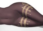  1girl bodystocking cameltoe close-up covered_navel ganyu_(genshin_impact) genshin_impact highres lying on_side simple_background skin_tight solo stomach thighs white_background z282g 