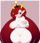  absurd_res big_breasts breasts disney female genitals hair hair_over_eye hekapoo hi_res horn horned_humanoid huge_breasts humanoid nipples not_furry nude one_eye_obstructed pussy red_hair sataenart solo star_vs._the_forces_of_evil thick_thighs 