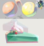 ball bush cake cake_slice cherry commentary_request donuttypd food fruit grass grey_background no_humans original plant shiny simple_background sketch still_life transparent whipped_cream 