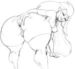  anal anal_fingering anal_masturbation anus bent_over big_butt breasts butt disney eda_(the_owl_house) female fingering genitals hi_res huge_butt humanoid looking_back masturbation mature_female monochrome not_furry pussy solo the_owl_house thecon thick_thighs 