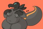  absurd_res anthro big_butt breasts butt curvy_figure digital_media_(artwork) female freckles genitals hi_res liz_(eye_moisturizer) looking_at_viewer nintendo nipples nude overweight overweight_anthro overweight_female pok&eacute;mon pok&eacute;mon_(species) pussy reptile salandit scalie simple_background sleepyslut smile solo thick_tail thick_thighs video_games wide_hips 