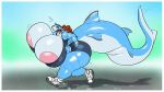  16:9 anthro big_breasts big_butt bodily_fluids borisalien breasts butt clothing female fish hair hi_res huge_breasts hyper hyper_breasts marine non-mammal_breasts shark solo sweat thick_thighs wide_hips widescreen 