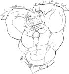  abs absurd_res anthro arm_hair biceps body_hair breath_of_the_wild flammars flexing hi_res horn looking_at_viewer lynel male mammal mane monochrome muscular muscular_anthro muscular_male nintendo pecs sketch solo teeth the_legend_of_zelda video_games yongdasom 