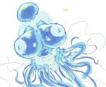  areola big_breasts body_hair breasts cnidarian del_bowob featureless_face female jellyfish marine medusozoan non-mammal_breasts simple_background solo solo_focus tentacles text translucent translucent_body white_background yellow_text 