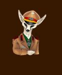  afrikakorps anthro black_eyes black_nose canid canine clothing cross erwin_rommel fennec fox fur hat headgear headwear inner_ear_fluff iron_cross long_ears male mammal simple_background solo sueliz tan_body tan_fur tuft uniform wehrmacht 