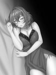  breast_hold cleavage kannatsuki_noboru lingerie magical_explorer monochrome pantsu string_panties 