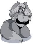  absurd_res anthro big_breasts bikini bra breasts canid canine canis clothing domestic_dog eyewear female glasses hair hi_res huge_breasts long_hair lunarclaws mammal monochrome navel overweight overweight_anthro overweight_female panties solo swimwear underwear zoey_(jwinkz) 