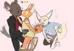  &lt;3 aggressive_retsuko ailurid anthro blush butt canid canine chair clothed clothing duo eyes_closed female fennec fenneko fox fur furniture gesture group haida hand_on_hip hand_on_shoulder high_five hyaenid kissing male male/female mammal on_one_leg one_leg_up open_mouth pink_background pinkpunk95 raised_leg red_panda retsuko sanrio simple_background size_difference smile spotted_hyena standing suspended_in_midair teeth tongue 