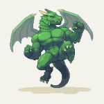  1:1 altered_beast anthro butt dragon fangs featureless_crotch green_body green_scales horn male muscular muscular_male nude ozuron scales sega video_games were weredragon wings 
