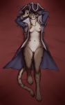  10:16 2021 anthro bethesda_softworks bottomless breasts captain_salty-fur_(perky) clothed clothing coat dirmirs96 exposed_breasts eye_patch eyewear felid female full-length_portrait genitals grey_body hand_behind_head hat headgear headwear hi_res khajiit looking_at_viewer lying mammal medallion on_back one_eye_obstructed open_clothing open_coat open_topwear partially_clothed pirate portrait pussy solo spots the_elder_scrolls topwear tricorne video_games whiskers 