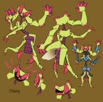  4_arms alien anthro arthropod clothing cross-popping_vein female grin insect multi_arm multi_limb multiple_poses pose red_eyes smile solo tinybeasts vein wings zia_(tinybeasts) 
