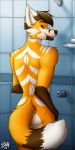  1:2 2021 absurd_res anthro bathroom butt canid canine fox hi_res male mammal slity solo 