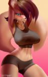  2020 absurd_res anthro archie_comics big_breasts breasts canid canine female fiona_fox fox hi_res mammal sonic_the_hedgehog_(archie) sonic_the_hedgehog_(comics) sonic_the_hedgehog_(series) text url v-tal wide_hips workout_clothing 