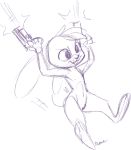  anthro briskby disney female fur gun head_tuft holding_gun holding_object holding_weapon judy_hopps lagomorph leporid mammal monochrome open_mouth open_smile rabbit ranged_weapon shooting simple_background sketch smile solo tuft weapon white_background zistopia zootopia 