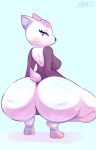  9:14 animal_crossing anthro behniis big_breasts big_butt blush breasts butt cervid crouching diana_(animal_crossing) female hi_res huge_butt mammal nintendo solo thick_thighs video_games wide_hips 