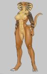  anthro breasts cobra female genitals hi_res im51nn5 muscular muscular_anthro muscular_female nipples non-mammal_breasts nude pussy raised_tail reptile scalie snake snake_hood solo standing tattoo yellow_body yellow_sclera 