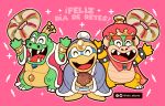  2021 absurd_res anthro avian bird bowser crown donkey_kong_(series) eyes_closed food green_body group hi_res king_dedede king_k._rool kirby_(series) koopa kremling lolo_aburto mario_bros nintendo overweight penguin scalie simple_background spanish_text text video_games 