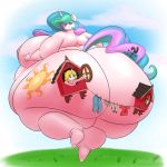  1:1 anthro belly big_belly big_breasts big_butt breasts building butt clothing digital_media_(artwork) equid equine female friendship_is_magic grass hair hasbro hi_res home horn house huge_breasts huge_butt hyper hyper_butt kekinfuntimes larger_female looking_back mammal my_little_pony nipples overweight overweight_anthro overweight_female plant princess_celestia_(mlp) size_difference slightly_chubby thelunarmoon thick_thighs unicorn white_body window wings 