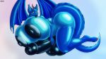  16:9 abstract_background anthro areola balls big_areola big_balls big_breasts big_butt big_penis black_nipples blue_body breasts butt dragon genitals gynomorph hand_on_penis hi_res horn huge_areola huge_balls huge_breasts huge_butt huge_penis hyper hyper_balls hyper_breasts hyper_genitalia hyper_penis infernums intersex lips looking_at_viewer lying nipples non-mammal_breasts one_eye_closed penis solo thick_lips widescreen wings 