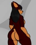  4:5 absurd_res anthro breasts butt canid canine canis dobermann domestic_dog female hi_res looking_at_viewer looking_back mammal pinscher sleepingpowder solo thick_thighs 