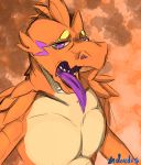  2020 absurd_res adondis animal_humanoid anthro hi_res humanoid hybrid lizard looking_at_viewer male purple_eyes reptile scales scalie scalie_humanoid solo tongue tongue_out waist_up 