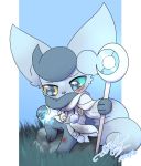  2020 alternate_color anthro blood blue_eyes bodily_fluids clothed clothing female female_meowstic gingy_k_fox grass green_sclera magic meowstic nintendo plant pok&eacute;mon pok&eacute;mon_(species) robe semi-anthro shaded sitting solo staff video_games yellow_sclera 