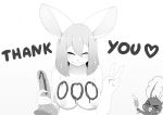  1000 anthro black_and_white breasts chibi comic conditional_dnp dildo female gesture grin lagomorph leporid mammal manga marshmallow-ears monochrome nude rabbit sex_toy smile text v_sign writing_on_chest 