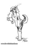  2020 3_toes 4_fingers anthro bent_over beverage bottomless breasts canid canine canis cheek_tuft chest_tuft cleavage clothed clothing coffee_cup doc_nickel domestic_dog eyes_closed facial_tuft fingers gloves_(marking) holding_beverage holding_object husky inner_ear_fluff leg_markings mammal markings mikittok_qimmiq monochrome nightshirt nordic_sled_dog open_mouth siberian_husky simple_background sketch socks_(marking) spitz standing the_whiteboard tired toes tuft webcomic webcomic_character yawn 
