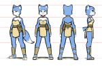  anthro blue_body blue_fur canid canine clothed clothing concept_art dinosaur_planet female fox fur krystal krystal_(dinosaur_planet) luigiix mammal model_sheet nintendo simple_background solo standing star_fox video_games white_background white_body white_fur 