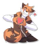  &lt;3 1:1 2021 ailurid anthro biped blush bottomwear brown_body brown_clothing brown_fur brown_jacket brown_topwear clothed clothing digital_media_(artwork) fully_clothed fur gesture grin hand_heart hi_res jacket male mammal multicolored_body multicolored_fur orange_body orange_fur owen_(repeat) pants purple_eyes red_panda repeat_(visual_novel) shirokoi simple_background smile solo sticker teeth topwear video_games visual_novel white_body white_fur 