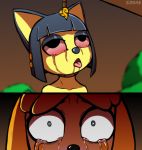  animal_crossing ankha_(animal_crossing) anthro asphyxiation big_eyes black_eyes blank_stare bloodshot_eyes bodily_fluids bound breasts canid canine canis chestnut_mouth cleavage clothed clothing collar corpse crying death domestic_cat domestic_dog e254e egyptian execution executioner eyeshadow fatal felid feline felis female forest fur gallows guilty hair hands_behind_back hanged hi_res isabelle_(animal_crossing) jewelry killing makeup mammal mind_break nintendo noose nude open_mouth ornament plant public_nudity pupils rope sad saliva shackles short_snout small_mouth snot snuff solo sunset suspended_in_midair tears tongue tree video_games violence yellow_body yellow_fur 