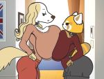  aggressive_retsuko ailurid anthro big_breasts breast_size_difference breasts canid canine canis clothed clothing competition domestic_dog duo female female/female fur huge_breasts inui_(aggressive_retsuko) mammal netflix red_panda retsuko sanrio superbunnygt 