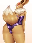  anthro anthrofied brown_body brown_fur butt canid canine eevee fur girly hi_res looking_at_viewer looking_back male mammal mleonheart nintendo pok&eacute;mon pok&eacute;mon_(species) rear_view simple_background solo video_games white_background 