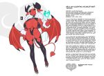  &lt;3 big_breasts breasts clothing demon elemental_manipulation english_text female fire fire_manipulation hi_res horn humanoid legwear looking_at_viewer model_sheet smile smiling_at_viewer solo spade_tail stockings succubus text thehelmetguy wings 