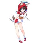  1girl animal_ears apron bangs black_hair blue_eyes braid dennou_tenshi_jibril dual_wielding full_body gloves halo holding holding_knife hood hood_up knife kuuchuu_yousai lipstick long_hair makeup mary_janes official_art red_footwear reverse_grip school_swimsuit shoes solo swimsuit swimsuit_under_clothes tail thigh_strap transparent_background twin_braids waist_apron white_gloves white_lipstick white_swimsuit wolf_ears wolf_tail 