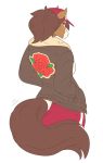  anthro breasts brown_body brown_eyes brown_fur brown_hair clothing equid equine female flower fur hair hands_in_pockets hat headgear headwear hi_res horse jacket long_hair mammal markings motion_lines multicolored_body multicolored_fur muzzle_(marking) plant pockets ponytail rose_(flower) rose_(slightlysimian) simple_background slightlysimian solo topwear two_tone_body two_tone_fur white_background white_body white_fur 