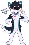  black_body black_fur blue_body blue_eyes blue_fur canid canine canis chibi collar fox fur heterochromia hi_res hybrid mammal one_eye_closed patasco pikie_folfuwu wink wolf 