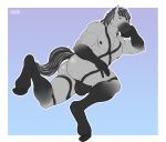  2021 absurd_res anthro arm_support backsack balls bedroom_eyes biceps big_balls black_body black_fur black_hair blue_background butt equid equine fur genitals gradient_background grey_body grey_fur grin hair hand_on_leg hand_on_thigh hi_res hooves horse looking_at_viewer lying male mammal multicolored_body multicolored_fur muscular muscular_anthro muscular_male narrowed_eyes nipples nude on_front pecs pinup pose presenting presenting_hindquarters quads seductive simple_background smile solo triceps two_tone_body two_tone_fur zourik 