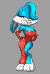  2017 billboi black_nose blue_body blue_fur blue_skin breasts buckteeth buster_bunny cleavage clothed clothing crossgender dress eyelashes female fur grey_background half-closed_eyes lagomorph leporid looking_at_viewer low_res mammal narrowed_eyes pink_nose rabbit simple_background sketch solo standing teeth tiny_toon_adventures traditional_media_(artwork) warner_brothers white_body white_fur 