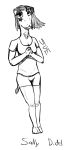  3_fingers anthro camel camelid clothed clothing dromedary female fingers fur hair hi_res humanoid mammal monochrome sally_didel short_ears short_tail simple_background sketch smile solo sueliz tattoo 