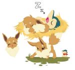  cyndaquil eevee female feral male nintendo pok&eacute;mon pok&eacute;mon_(species) pok&eacute;mon_mystery_dungeon sherathoz sleeping video_games 