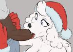  2019 anthro bird_dog blue_eyes canid canine canis christmas christmas_clothing christmas_headwear clothing cocker_spaniel dark_body dark_skin domestic_dog duo edit faceless_male fay_spaniel fellatio female female_focus genitals hat headgear headwear holidays human human_on_anthro hunting_dog interspecies male male/female mammal nintendo oral oral_penetration penetration penile penis santa_hat sex spaniel star_fox stupidgnoll vein veiny_penis video_games 