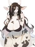  3:4 baburusushi big_breasts bovid bovine bra breasts cattle cleavage clothed clothing female hair hair_over_eye hi_res huge_breasts mammal one_eye_obstructed panties solo thick_thighs underwear 