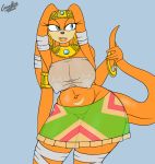  anthro bandage belly big_breasts bottomwear breasts canastus clothing dreadlocks ear_piercing ear_ring echidna female genitals jewelry long_tail mammal monotreme navel nipples piercing pinup pose pussy sega shirt skirt solo sonic_adventure sonic_the_hedgehog_(series) tank_top tattoo thick_thighs tikal_the_echidna topwear translucent translucent_clothing tribal video_games wide_hips 