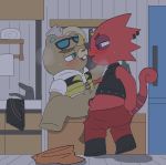  anal animal_crossing anthro beaver blonde_hair blush buckteeth c.j._(animal_crossing) chameleon clothed clothing duo eyewear flick_(animal_crossing) freckles hair hi_res lizard m_u_t_s_u male male/male male_penetrated male_penetrating male_penetrating_male mammal nintendo pants_down partially_clothed penetration red_body red_scales reptile rodent scales scalie sex sunglasses teeth video_games 