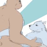  1:1 2007 anthro black_nose blue_body blue_fur brown_body brown_fur canid canine canis domestic_dog duo fur humanoid_hands kemono low_res male male/male mammal simple_background unknown_artist ursid 